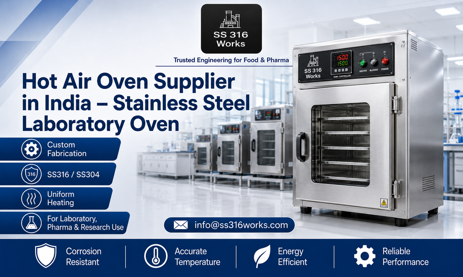 Hot Air Oven Supplier in India – Stainless Steel Laboratory Oven